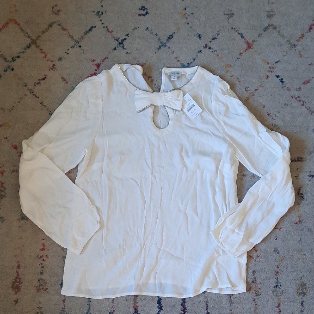 NWT J Crew Factory Jeweled Bow Blouse Small